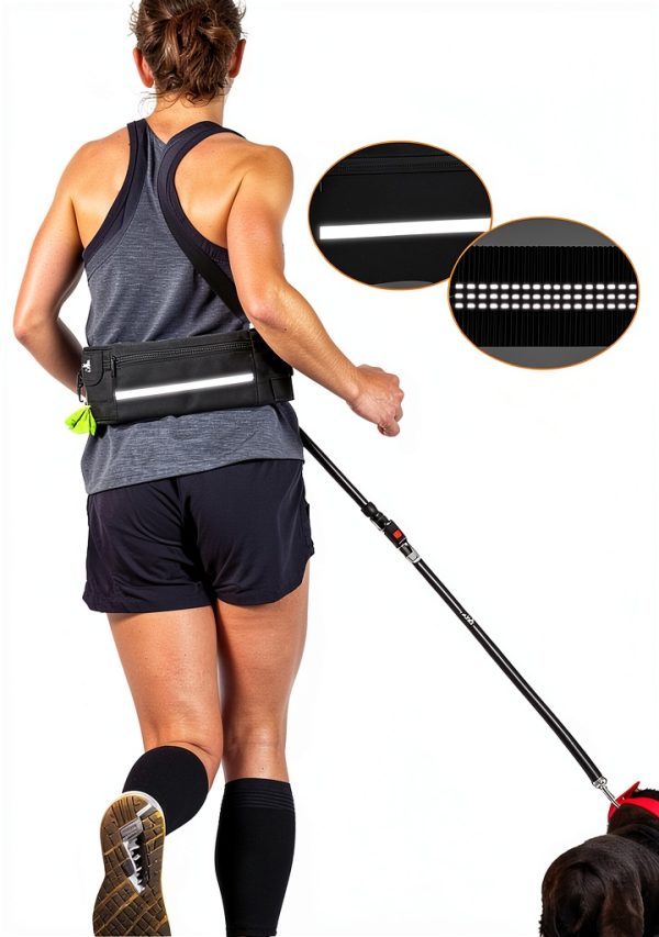 Pecute Hands Free Dog Leash Lightweight Waist Bag Reflective-3