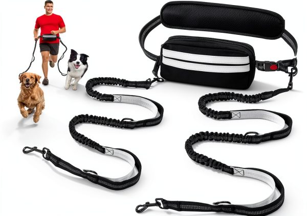 Godyoy Hands Free Dog Leash Double Bungee Waist Belt-0