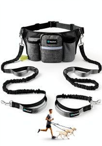 PetAmi Hands Free Dog Leash Waist Belt Reflective Bungee-0