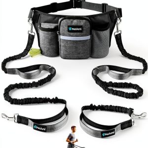 PetAmi Hands Free Dog Leash Waist Belt Reflective Bungee-0