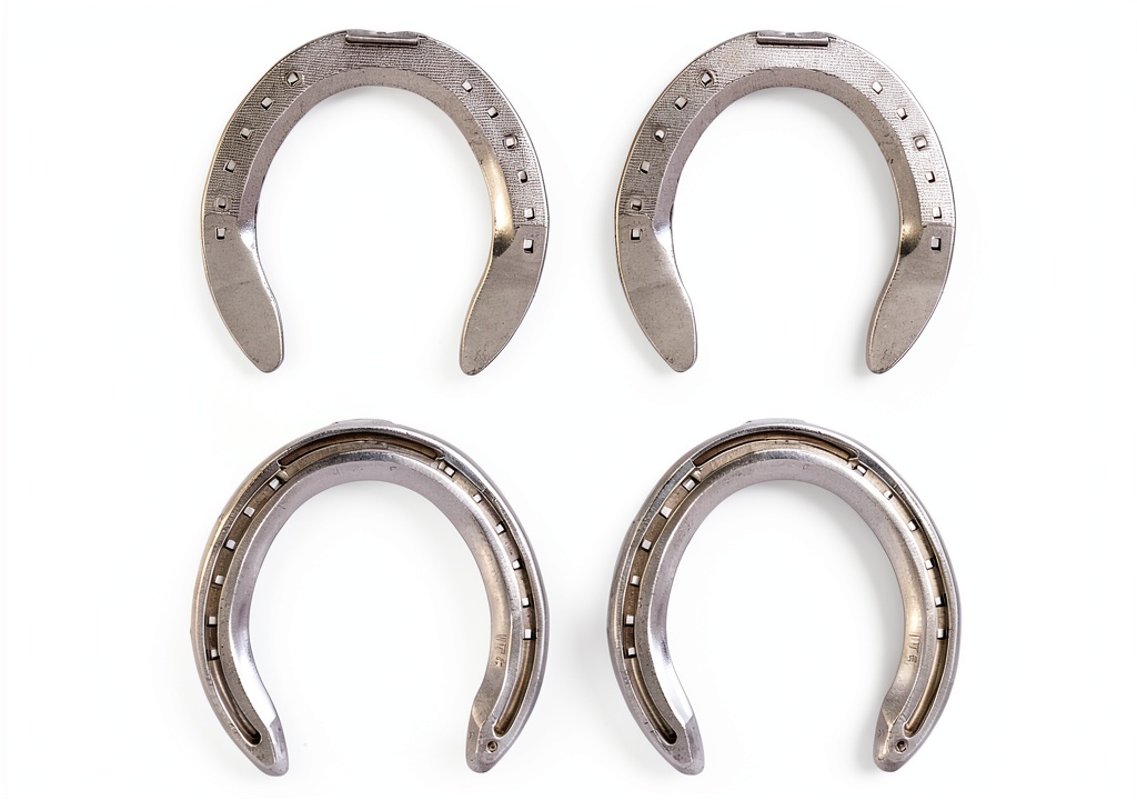 Installing Pavo Aluminum Alloy Horseshoes 4 Pcs Equestrian Non Slip on a wooden desk