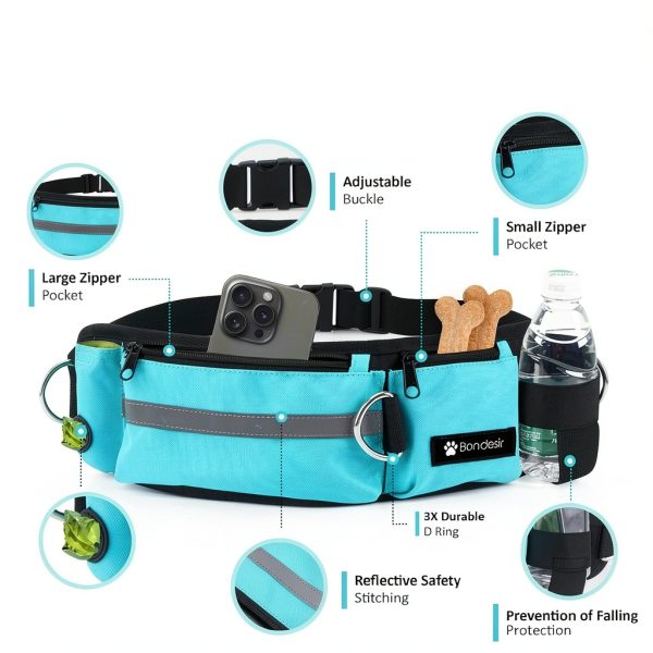 Bondesir Double Dog Leash Hands Free Waist Belt Two Dogs-3