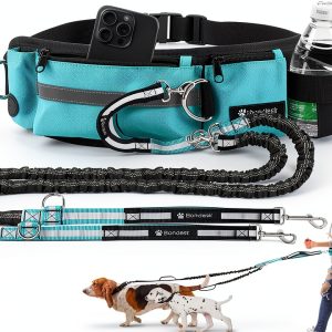 Bondesir Double Dog Leash Hands Free Waist Belt Two Dogs-0