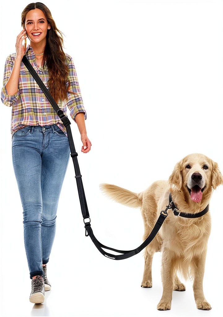 Installing WANFIRE Hands Free Dog Leash Adjustable Reflective Waist on a wooden bench