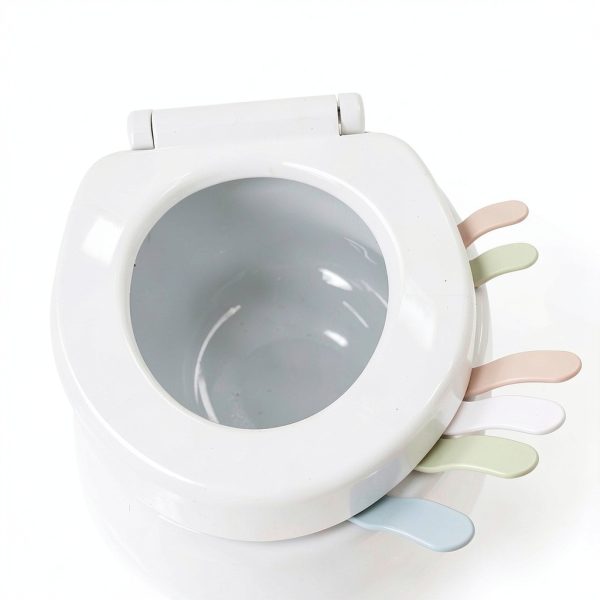 Toilet Seat Lift Handle Cosmos Pack of 2 White Vinyl Modern-6