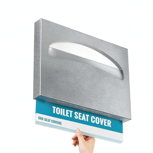 Toilet Seat Cover Dispenser AshKiz Stainless Steel Wall Mount Silver-2