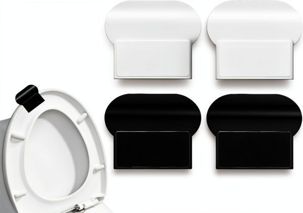 Toilet Seat Lifter Tab 4PCS Self Adhesive by Aysatogc White Black-0