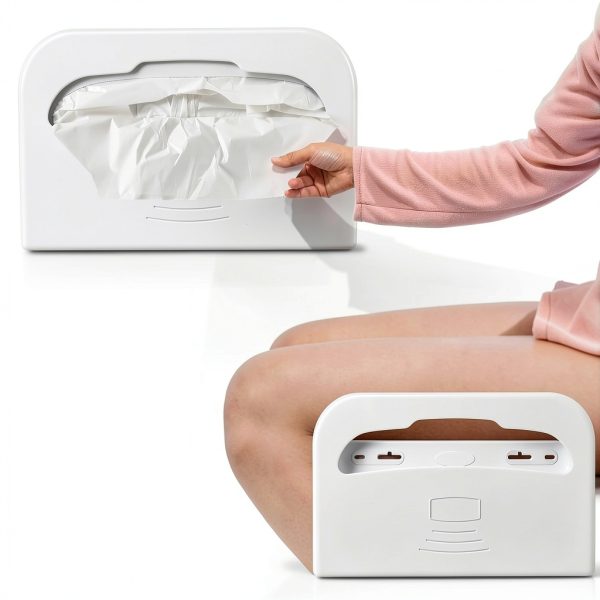 Toilet Seat Cover Dispenser Geetery 2-Set Wall-Mount Plastic White-3
