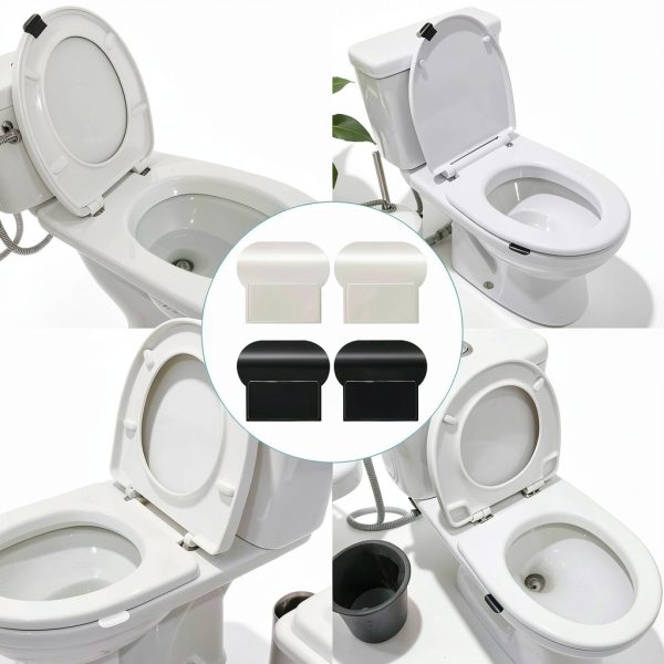 Toilet Seat Lifter Tab 4PCS Self Adhesive by Aysatogc White Black-4