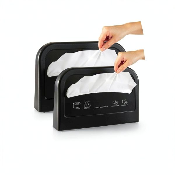 Toilet Seat Cover Dispenser Hushee 2‑Pack Wall‑Mount Black ABS-4