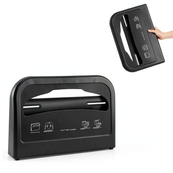 Toilet Seat Cover Dispenser Hushee 2‑Pack Wall‑Mount Black ABS-1