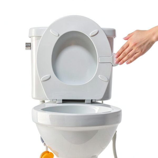 Toilet Seat Lifter White Lusofie Plastic No‑Touch Lid for Home Office-6