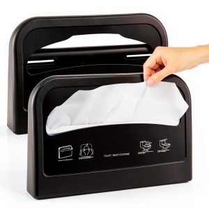 Toilet Seat Cover Dispenser Hushee 2‑Pack Wall‑Mount Black ABS-0