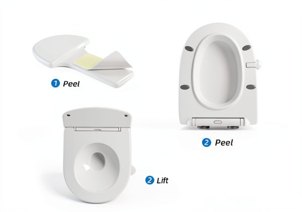 Toilet Seat Lifter White Lusofie Plastic No‑Touch Lid for Home Office-2