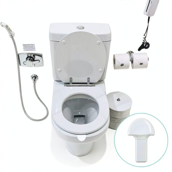 Toilet Seat Lifter White Lusofie Plastic No‑Touch Lid for Home Office-4