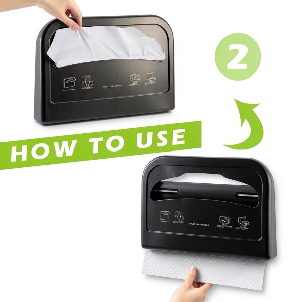 Toilet Seat Cover Dispenser Hushee 2‑Pack Wall‑Mount Black ABS-3