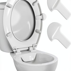 Toilet Seat Lifter White Lusofie Plastic No‑Touch Lid for Home Office-0