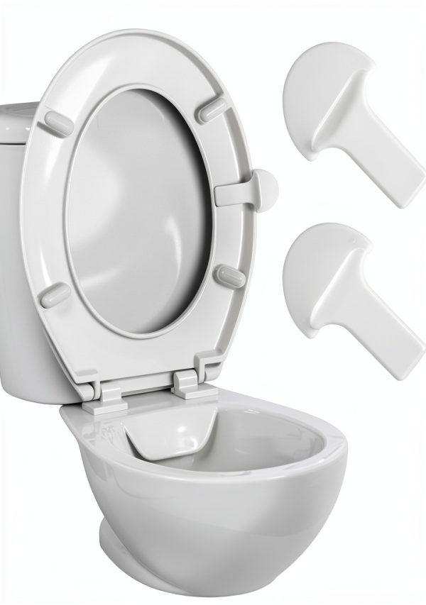 Toilet Seat Lifter White Lusofie Plastic No‑Touch Lid for Home Office-0