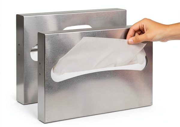 2 Pack Toilet Seat Cover Dispenser,Commercial Stainless Steel Brushed Toilet Seat Cover Holder for Disposable Toilet Seat Covers Wall Mount for Bathroom Restroom-0