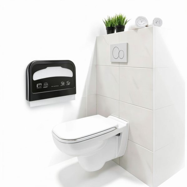 Toilet Seat Cover Dispenser Hushee 2‑Pack Wall‑Mount Black ABS-5