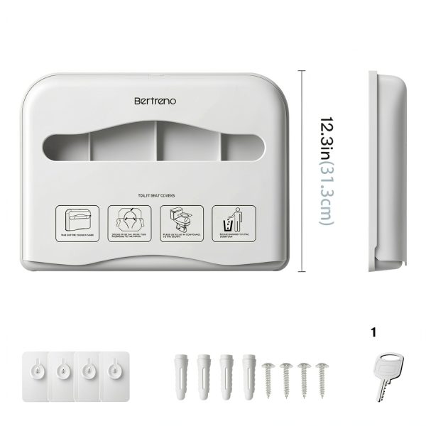 Commercial Toilet Seat Cover Dispenser Bertreno Wall-Mount White-5