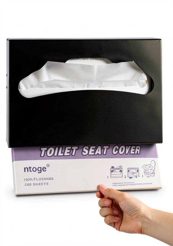 Toilet Seat Cover Dispenser,Commercial Stainless Steel Brushed Toilet Seat Cover Holder for Disposable Toilet Seat Covers Wall Mount for Bathroom Restroom（Black）-4
